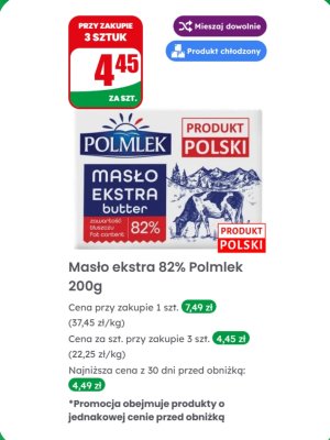 Masło extra 82%  promocja w Dino