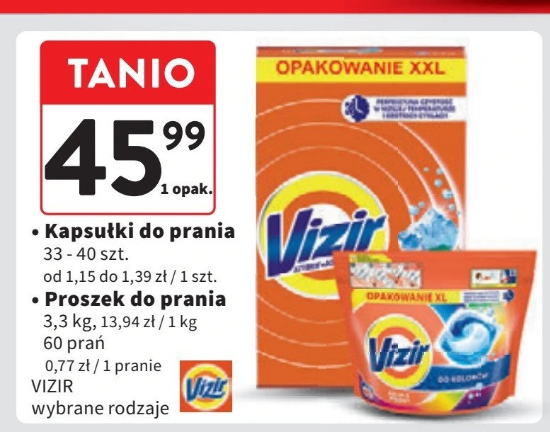 Proszek do prania alpejska świeżość Vizir promocja w Intermarche