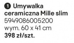 Umywalka ceramiczna Mille slim promocja w Castorama