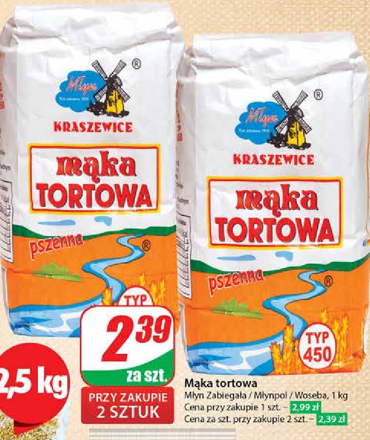 Mąka tortowa Młyn kraszewice promocja w Dino