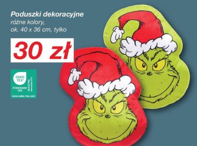Poduszki dekoracyjne Grinch promocja w KiK