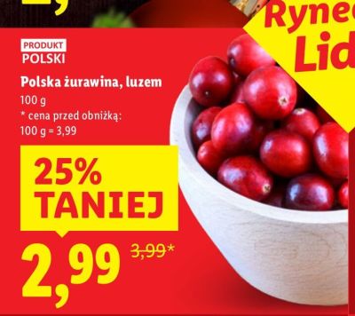 Polska żurawina luzem promocja w Lidl