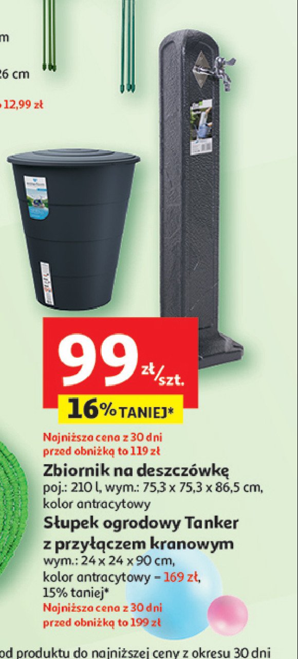 Słupek ogrodowy z przyłączem kranowym 24 x 24 x 90 cm promocja w Auchan