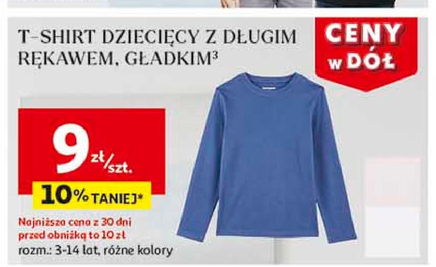 T-shirt dziewczęcy długi rękaw świąteczny 3-14 lat Auchan inextenso promocja