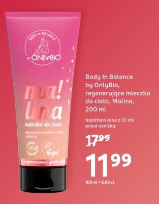 Mleczko do ciała Body in Balance regenerujące, Malina promocja w Rossmann