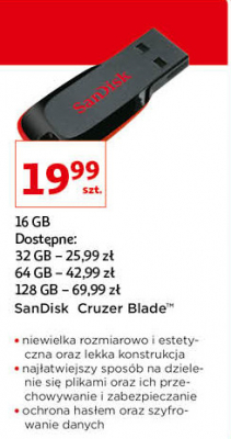 Pami臋膰 cruzer blade 16 gb Sandisk promocja
