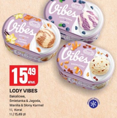 Lody Vibes bakaliowe, śmietanka & jagoda, wanilia & słony karmel promocja w Chorten