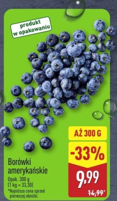 Borówki amerykańskie 300 g promocja w Aldi
