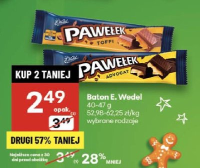 Baton E. Wedel Pawełek Toffi promocja w Delikatesy Centrum