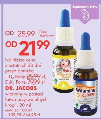 Witaminy w postaci łatwo przyswajalnych kropli DR. JACOBS promocja w Super-Pharm