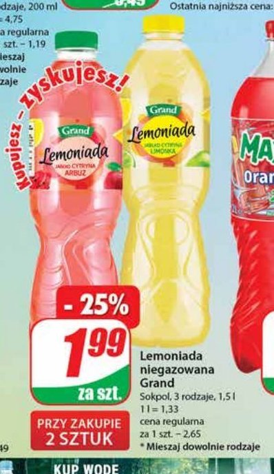 Lemoniada jabłko-cytryna-arbuz GRAND LEMONIADA promocja
