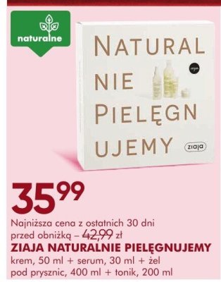Zestaw kosmetyków ZIAJA NATURALNIE PIELĘGNUJEMY krem 50 ml + serum 30 ml + żel pod prysznic 400 ml + tonik 200 ml promocja w Super-Pharm
