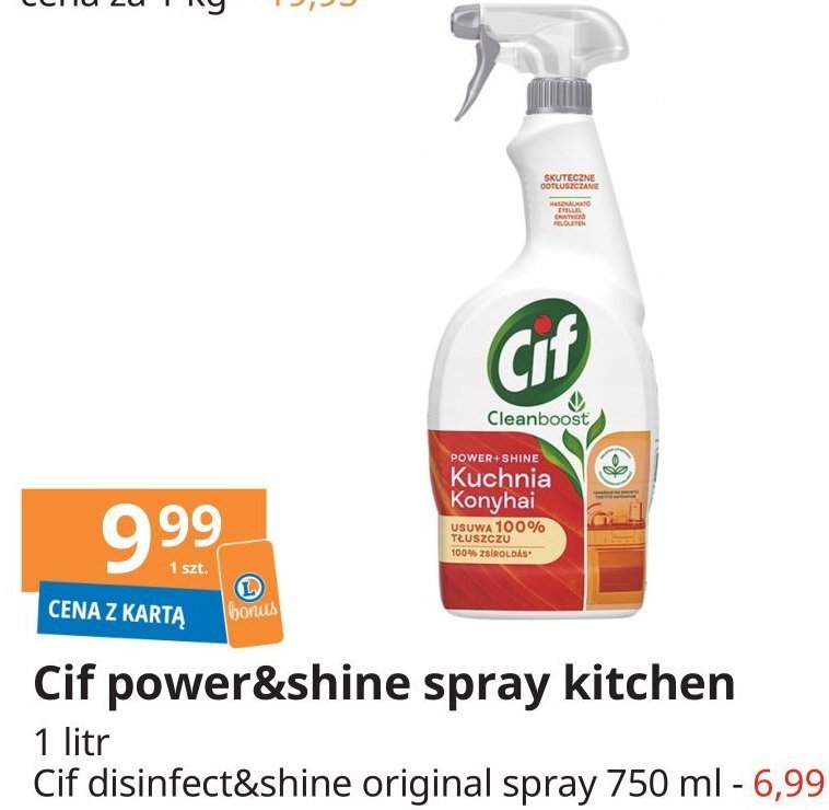 Spray do czyszczenia kuchni Cif power & shine promocja