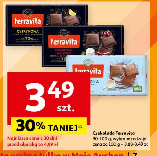 Czekolada gorzka 70 % wiśniowa Terravita promocja