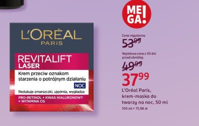 Krem do twarzy na noc L'oreal revitalift laser x3 promocja