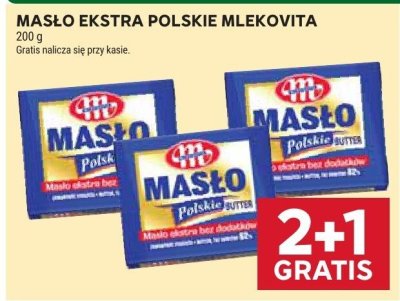Masło Extra Polskie Mlekovita 200g 2+1 gratis promocja w Stokrotka