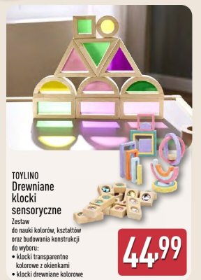 Drewniane klocki sensoryczne, różne rodzaje promocja w Aldi