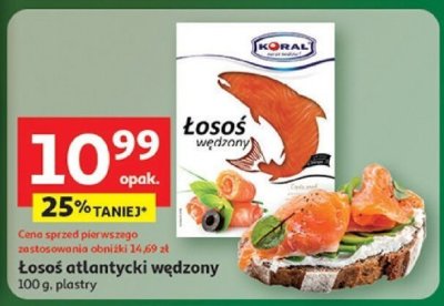 Łosoś atlantycki wędzony 100 g, plastry promocja w Auchan