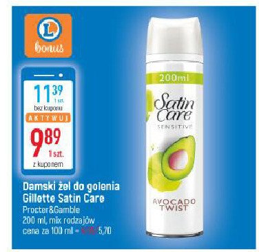 Żel do golenia avocado twist Gillette satin care promocja