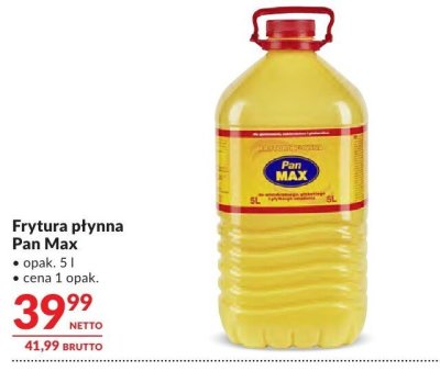 Frytura płynna Pan Max olej promocja w Makro