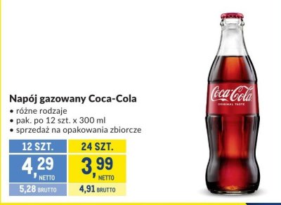 Napój gazowany Coca-Cola różne rodzaje promocja w Makro