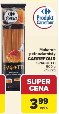 Makaron spaghetti pełnoziarnisty 500g Carrefour promocja w Carrefour