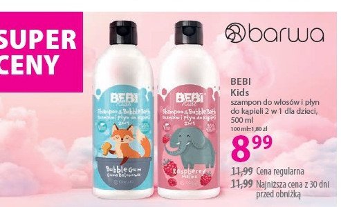 Szampon i płyn do kąpieli 2w1 raspberry BEBI KIDS promocja w Hebe