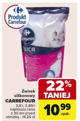 Żwirek silikonowy CARREFOUR 1,8 l, 2,89 l promocja w Carrefour