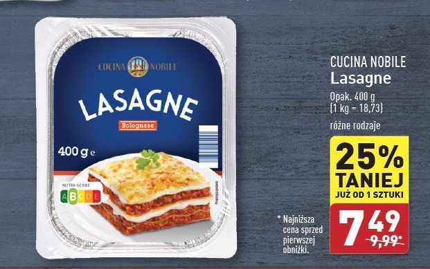 Lasagne Cucina nobile promocja w Aldi