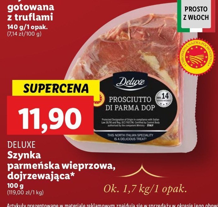 Szynka włoska prosciutto crudo Deluxe promocja