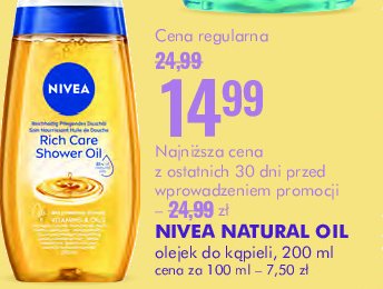 Olejek pod prysznic natural oil Nivea promocja