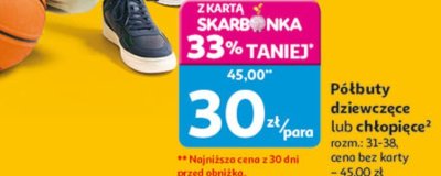 Półbuty dziewczęce lub chłopięce Inextenso promocja w Auchan