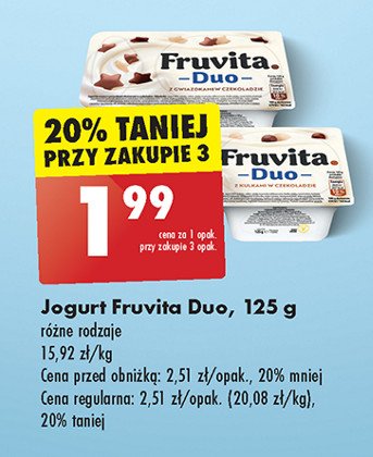 Jogurt z kulkami w czekoladzie Fruvita duo promocja