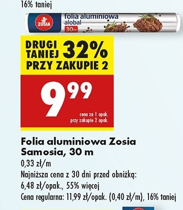 Folia aluminiowa 30 m z tłoczeniem Zosia samosia promocja