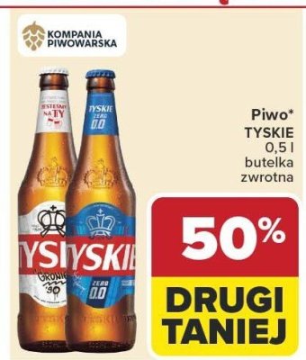 Piwo TYSKIE 0,5l butelka zwrotna promocja w Carrefour