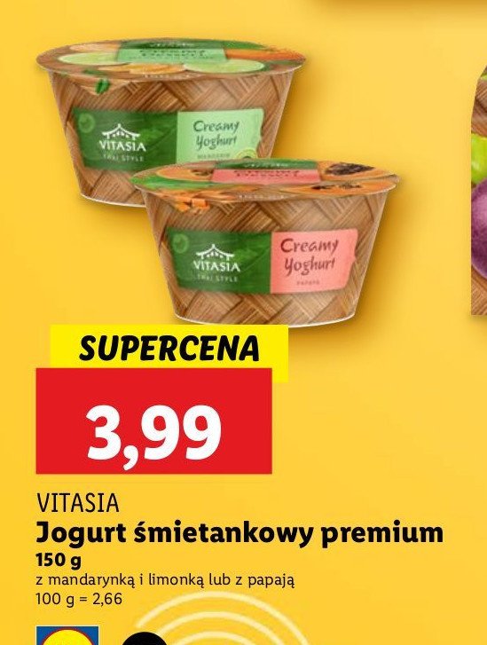 Jogurt śmietankowy mandarynka z limonką Vitasia promocja w Lidl