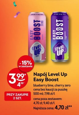 Napój Level Up Easy Boost cherry zero promocja w Żabka