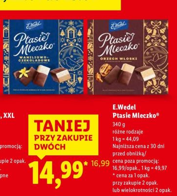 Czekolada Ptasie Mleczko E.Wedel różne rodzaje promocja w Lidl