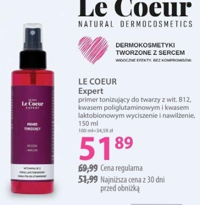Primer tonizujący do twarzy z wit. B12 LE COEUR Expert promocja w Hebe