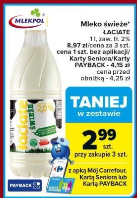 Mleko świeże łaciate MLEKPOL 1 l promocja w Carrefour Market