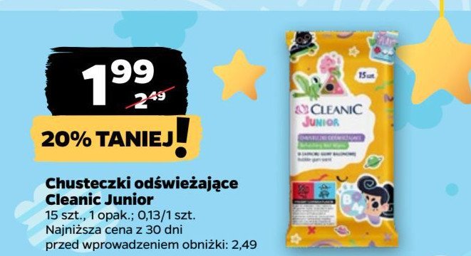 Chusteczki junior Cleanic promocja w Netto