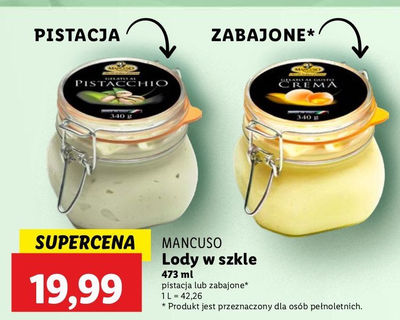 Lody włoskie pistacchio Mancuso gelati promocja