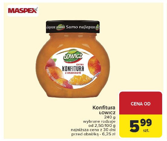 Konfitura brzoskwiniowa Łowicz promocja w Carrefour