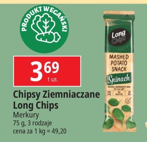 Chipsy ziemniaczane szpinak Long chips promocja