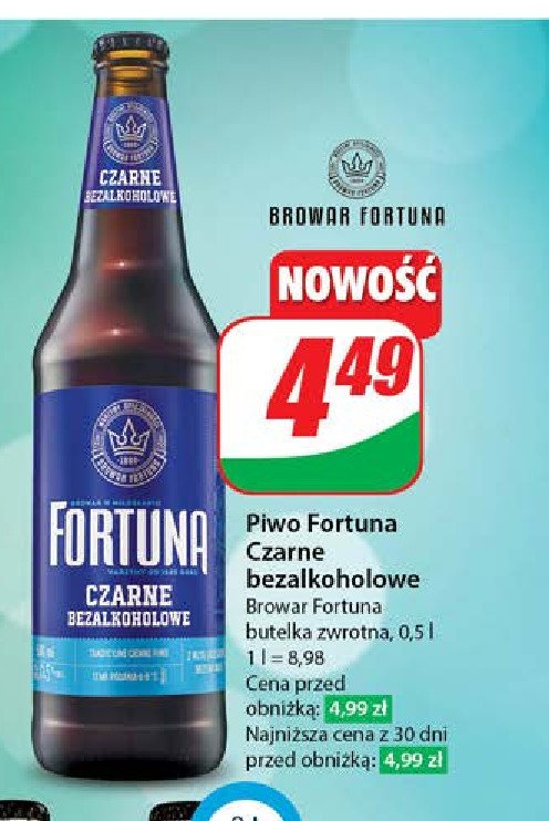 Piwo Fortuna czarne bezalkoholowe promocja w Dino