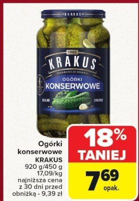 Ogórki konserwowe KRAKUS promocja w Carrefour Market