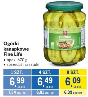 Ogórki kanapkowe Fine Life promocja w Makro