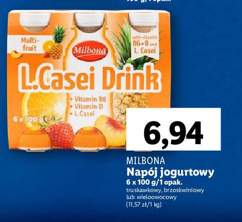 Jogurt pitny wieloowocowy Milbona promocja