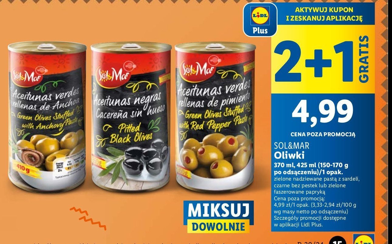 Oliwki czarne bez pestek Sol&mar promocja