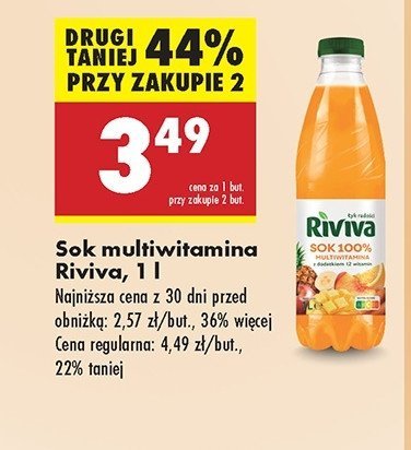 Sok multiwitamina 100% Riviva promocja w Biedronka